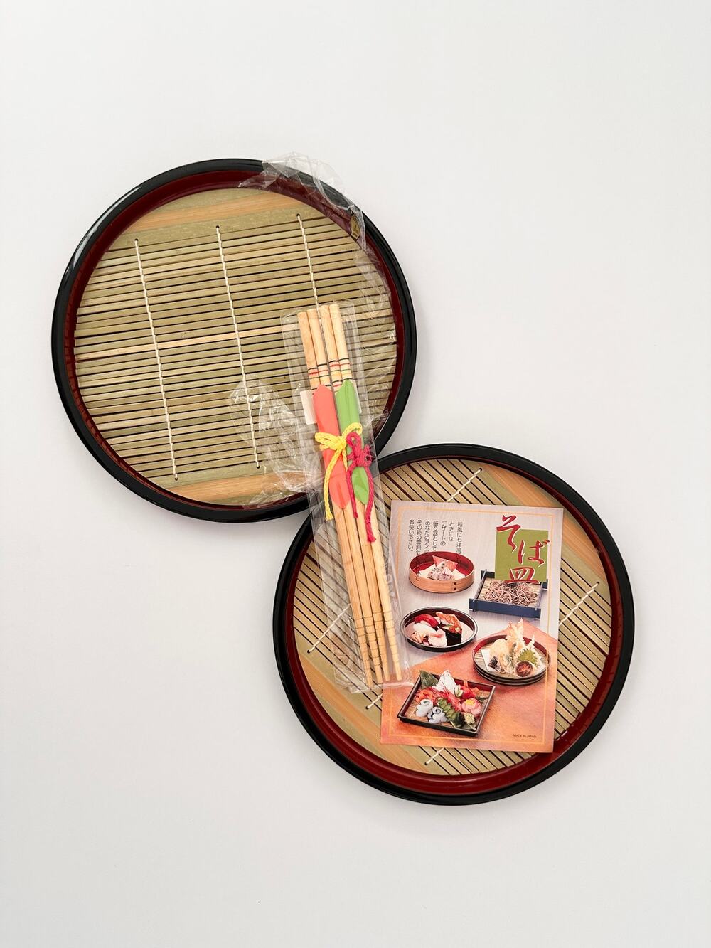 Vtg Uwajimaya Japanese Lacquered Soba & Sushi Serving Tray Set Traditional NWOB